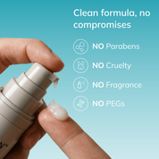 Clean formula, no compromises, no Parabens, no cruelty, no fragrance, no PEGs